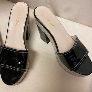 Prada patent leather slides with heel Size 36 1/2